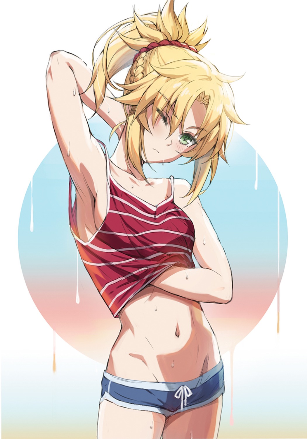 fate/grand_order mordred_(fate) no_bra shirt_lift tonee wet