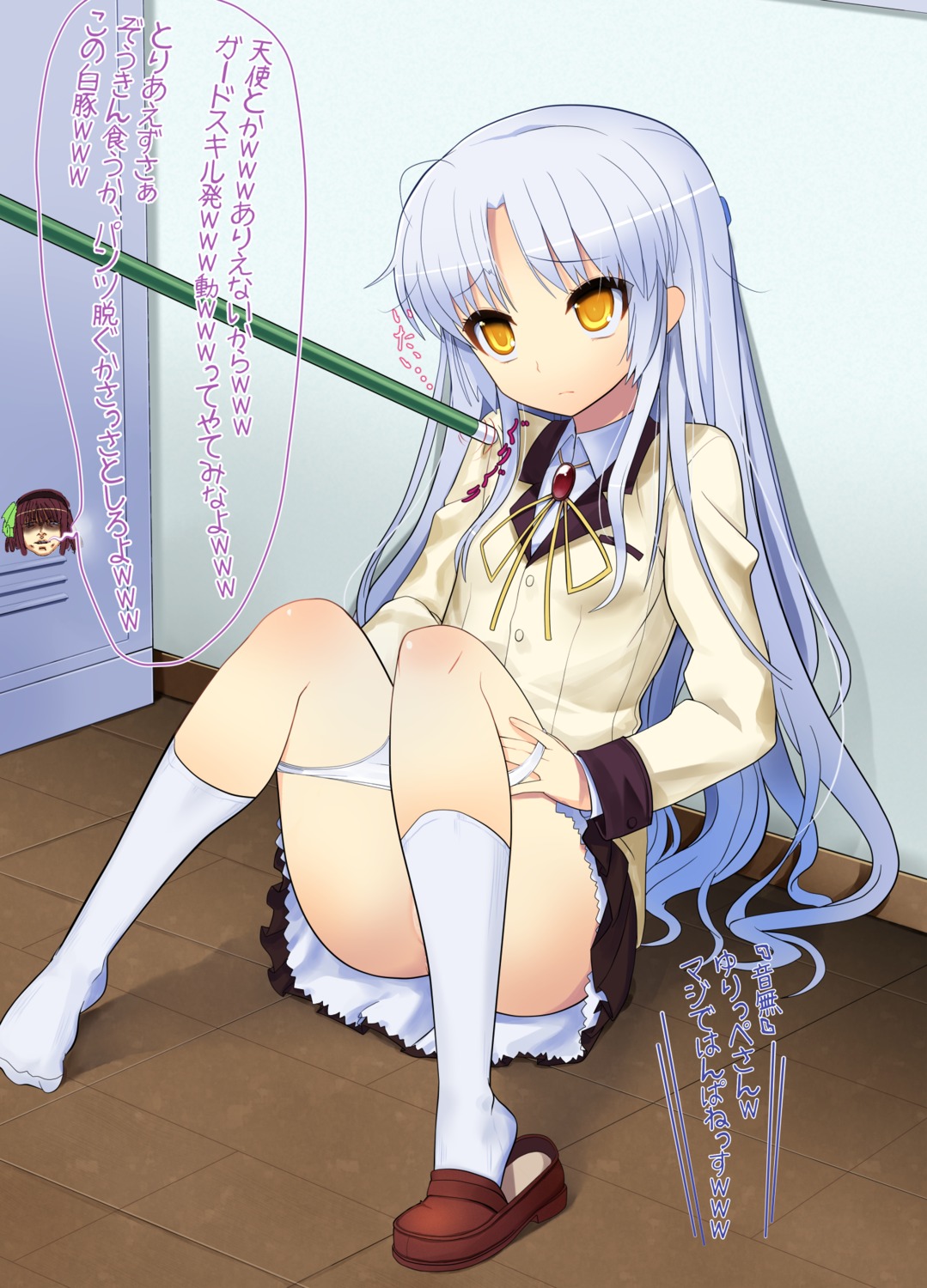 angel_beats! loli makaroni panty_pull seifuku tachibana_kanade