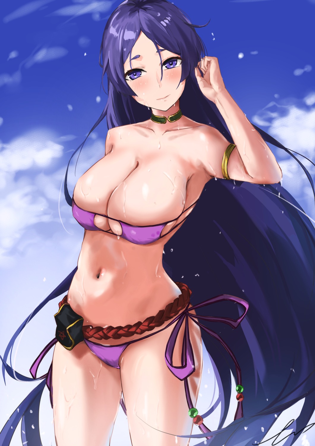 bikini erect_nipples error1945 fate/grand_order minamoto_no_raikou_(fate/grand_order) swimsuits