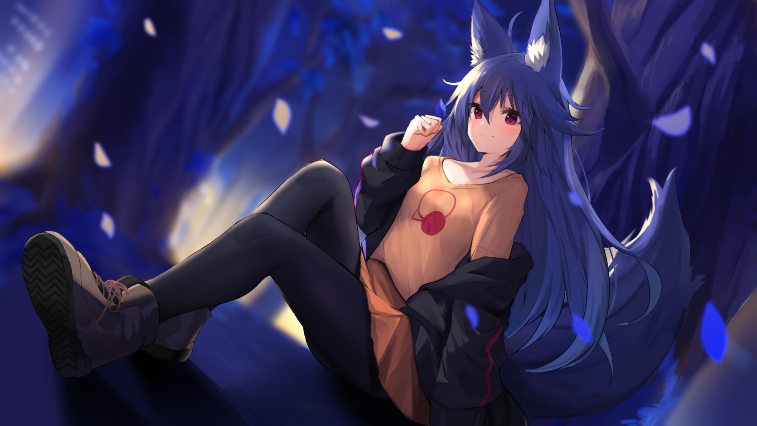 animal_ears haik kitsune pantyhose tail wallpaper