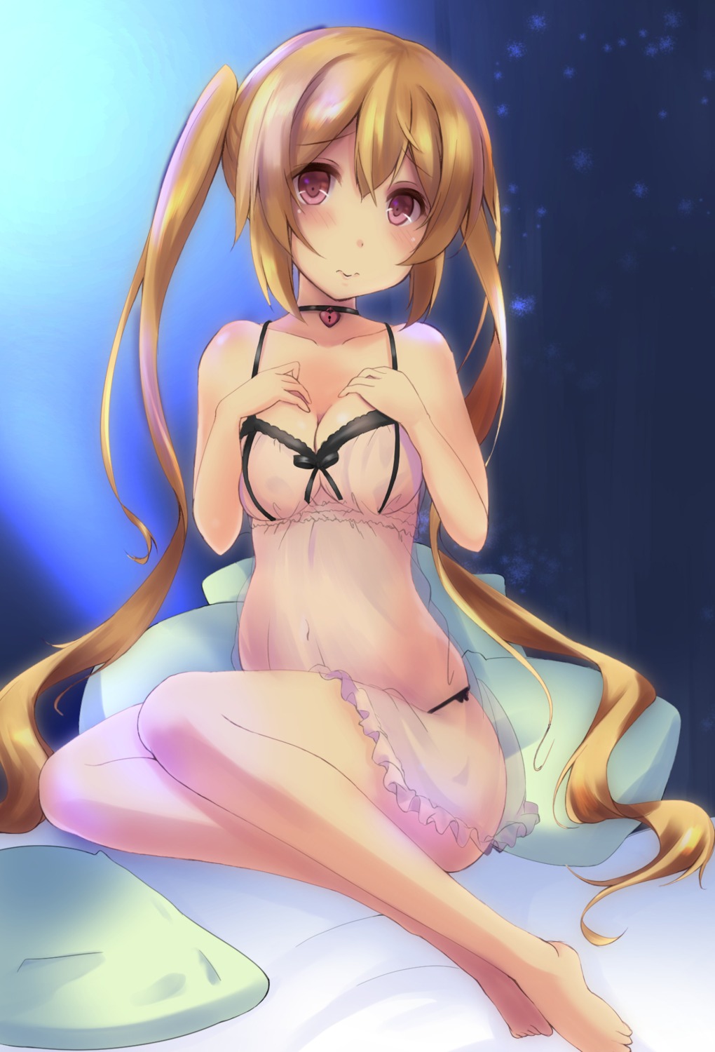 breast_hold cleavage kantai_collection lingerie murasame_(kancolle) pantsu purunyara see_through