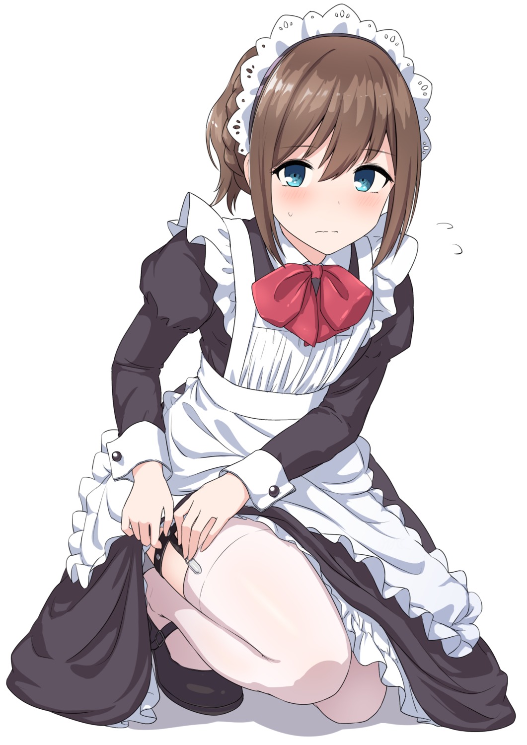 maid minagiku skirt_lift stockings thighhighs