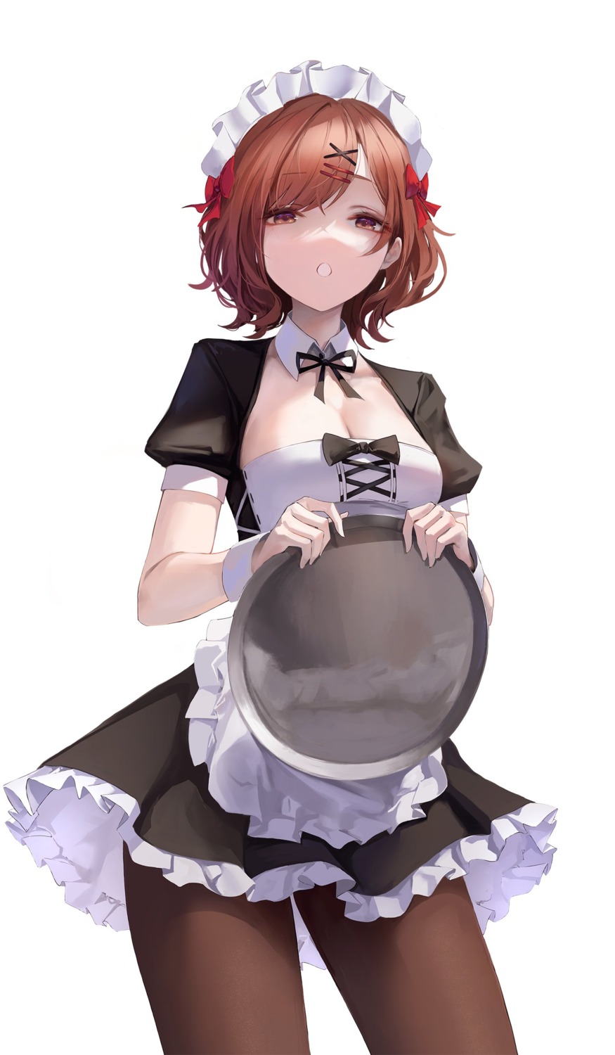 higuchi_madoka hiki_niito maid pantyhose the_idolm@ster the_idolm@ster_shiny_colors waitress