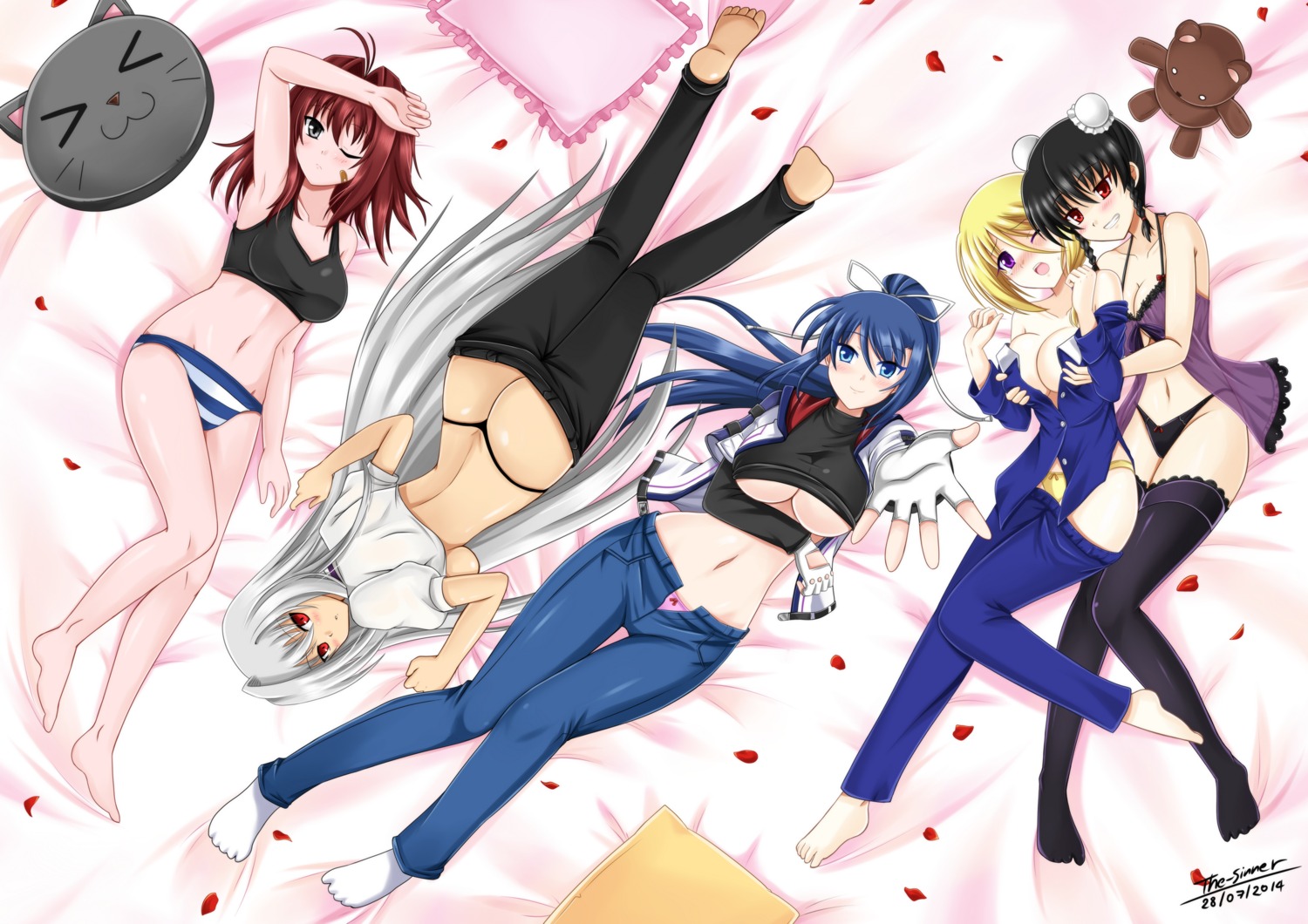 ass autographed bandaid breast_grab breast_hold cleavage feet lingerie no_bra open_shirt pajama pantsu see_through shimapan the-sinner thighhighs thong underboob yuri