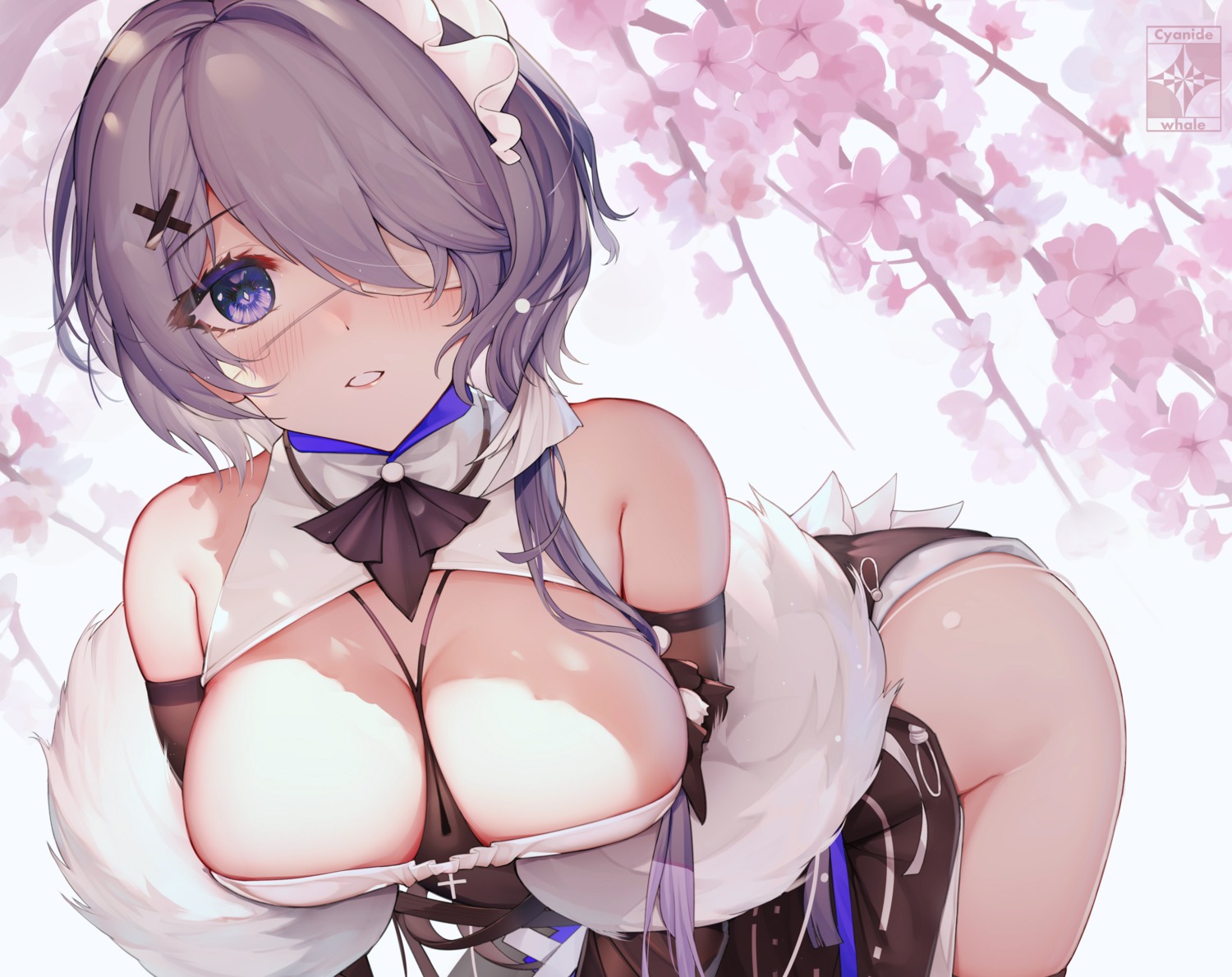 arknights cyanide-whale eyepatch no_bra nopan whisperain_(arknights)