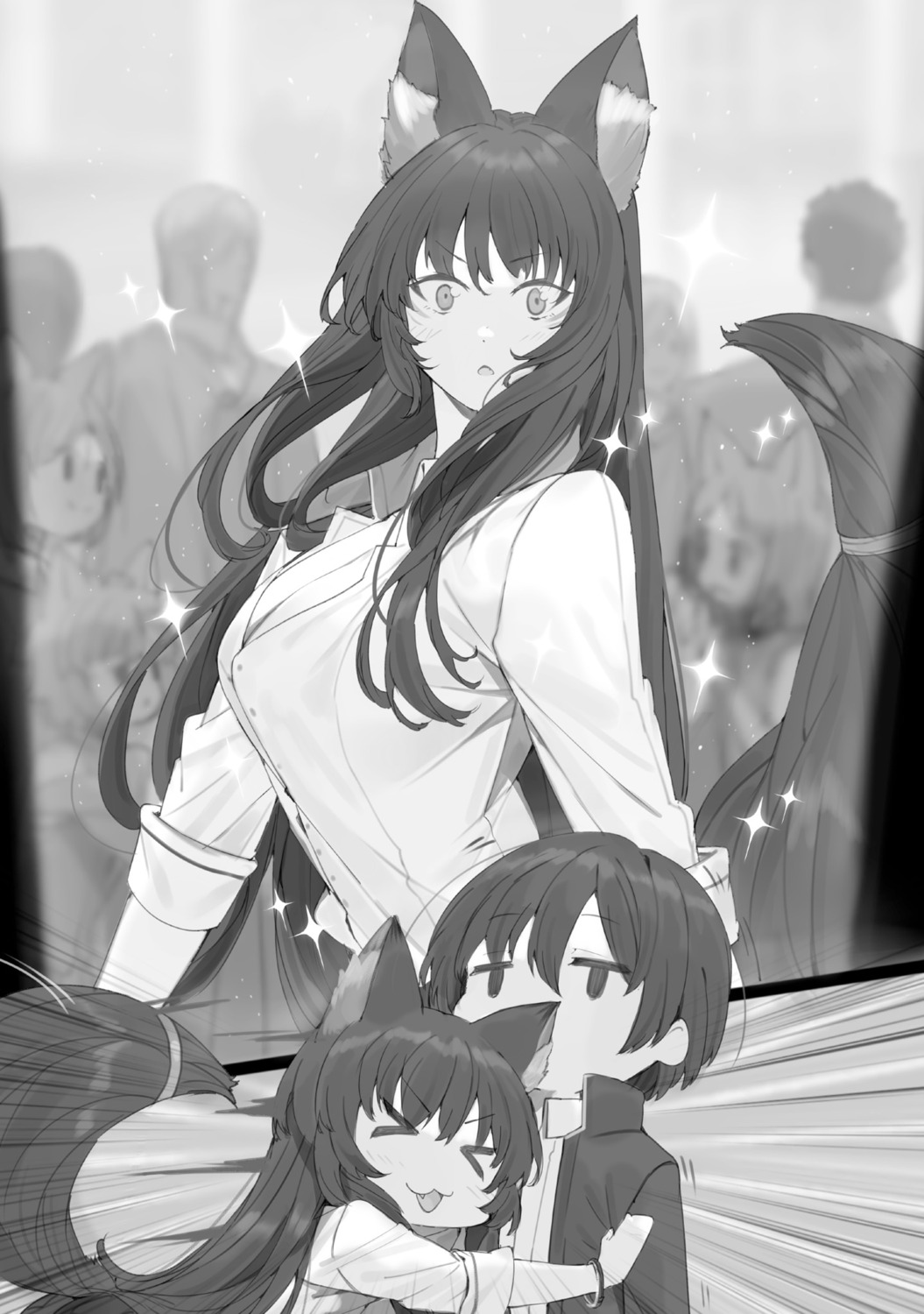 animal_ears cid_kagenou delta_(kage_no_jitsuryokusha_ni_naritakute!) inumimi kage_no_jitsuryokusha_ni_naritakute! monochrome tail touzai