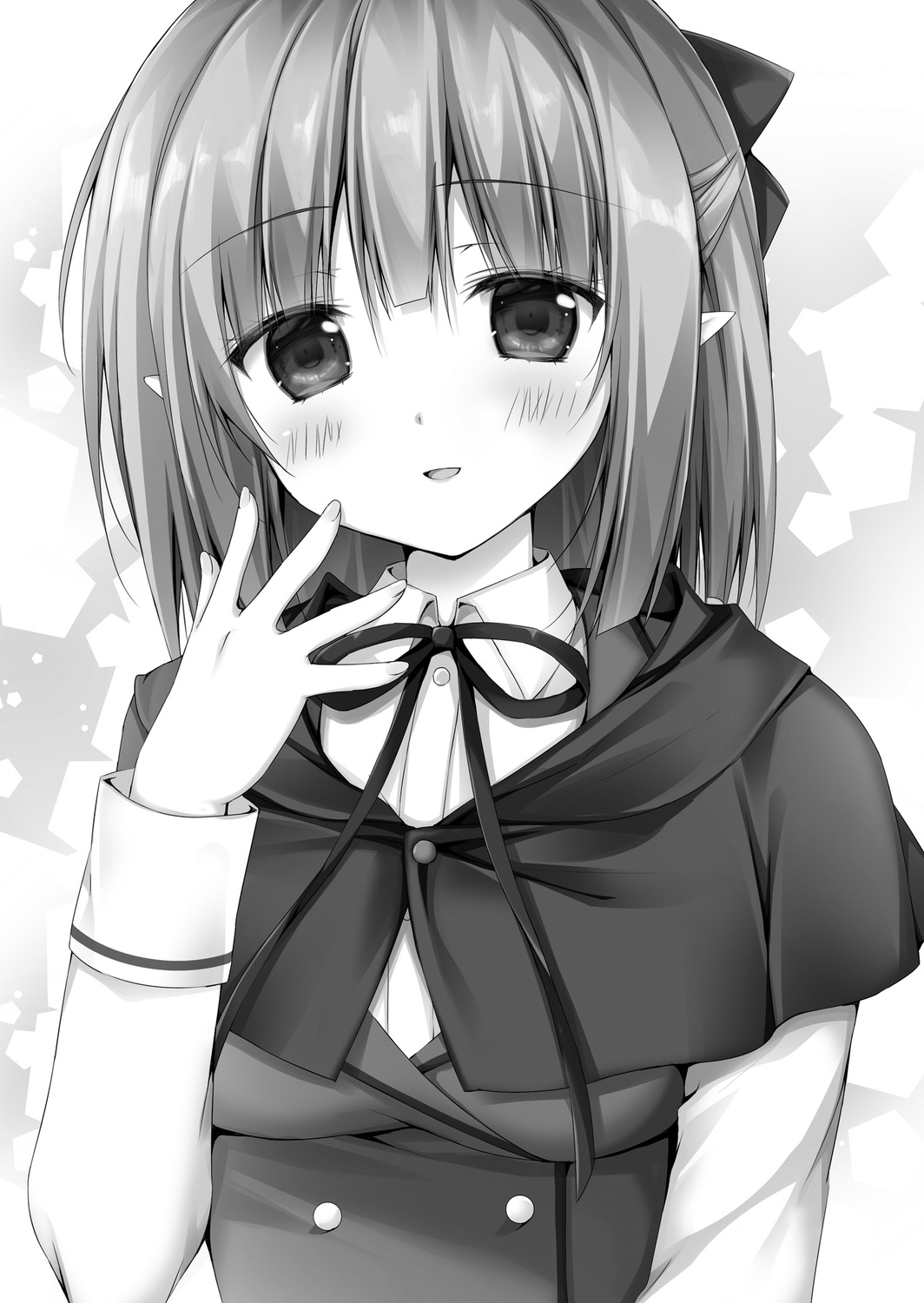 elf elisa_griffith hyouken_no_majutsushi_ga_sekai_wo_suberu korie_riko monochrome pointy_ears seifuku