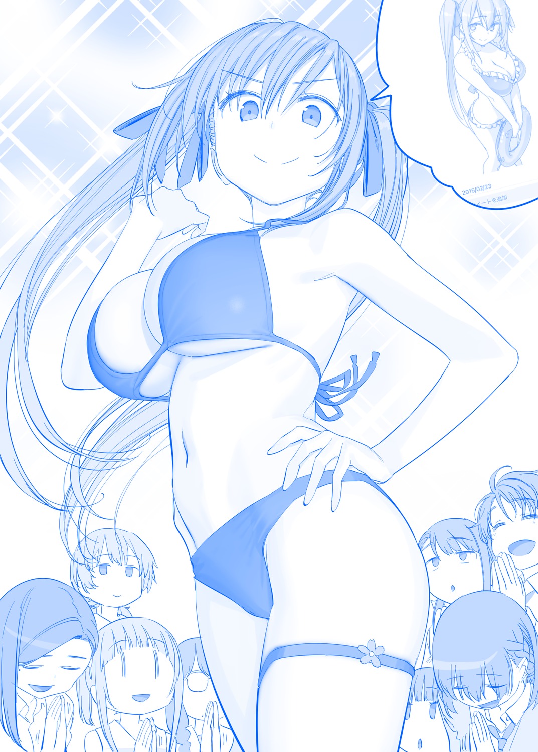 ai-chan's_sister_(getsuyoubi_no_tawawa) ai-chan_(getsuyoubi_no_tawawa) bikini cheer-chan garter getsuyoubi_no_tawawa gimai-chan himura_kiseki hokuro-chan jitome-chan kouhai-chan_(getsuyoubi_no_tawawa) megane monochrome swimsuits volley-bu-chan