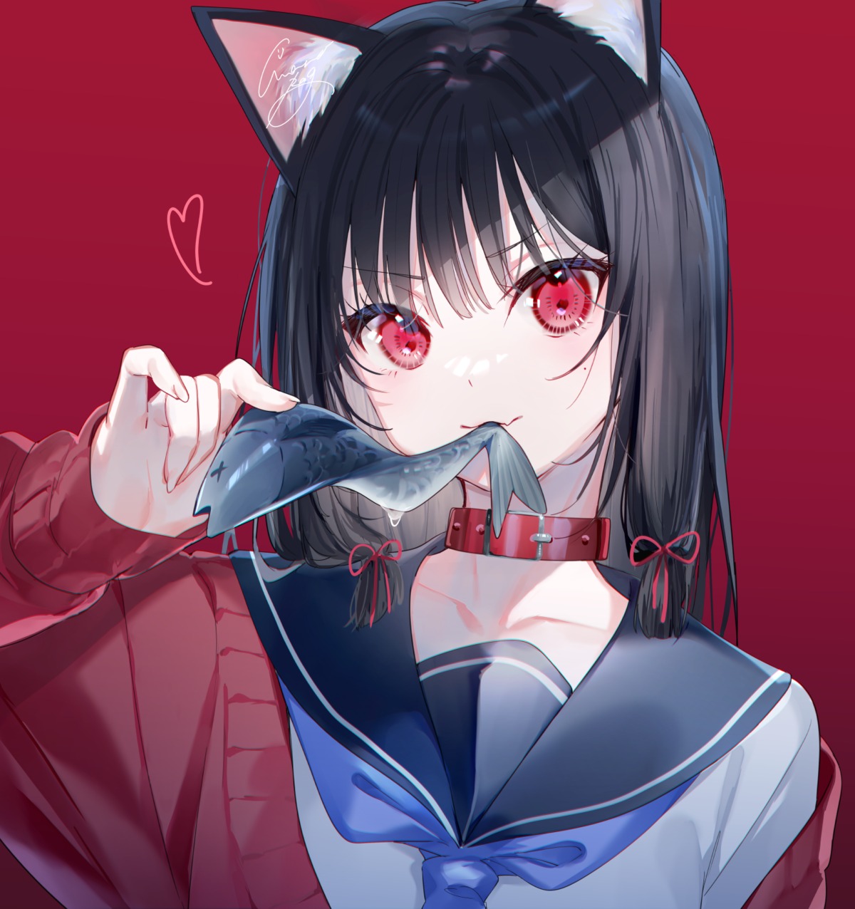 animal_ears miwano_ragu nekomimi seifuku sweater