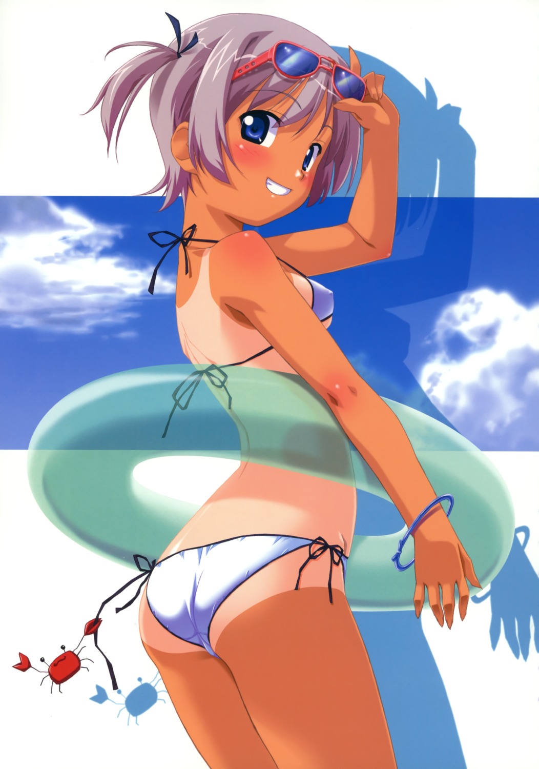 ass bikini erect_nipples kuuchuu_yousai swimsuits tan_lines