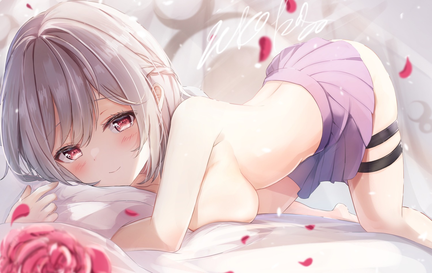 garter jpeg_artifacts kishin_sagume niko_kusa topless touhou