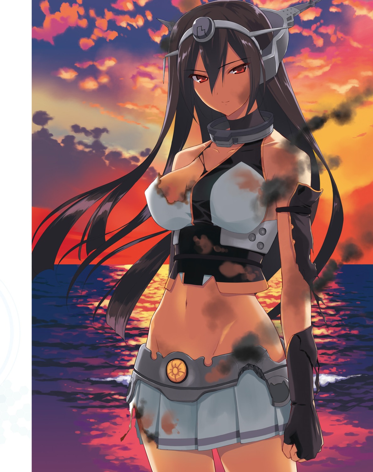 blood digital_version fumio kantai_collection nagato_(kancolle) torn_clothes