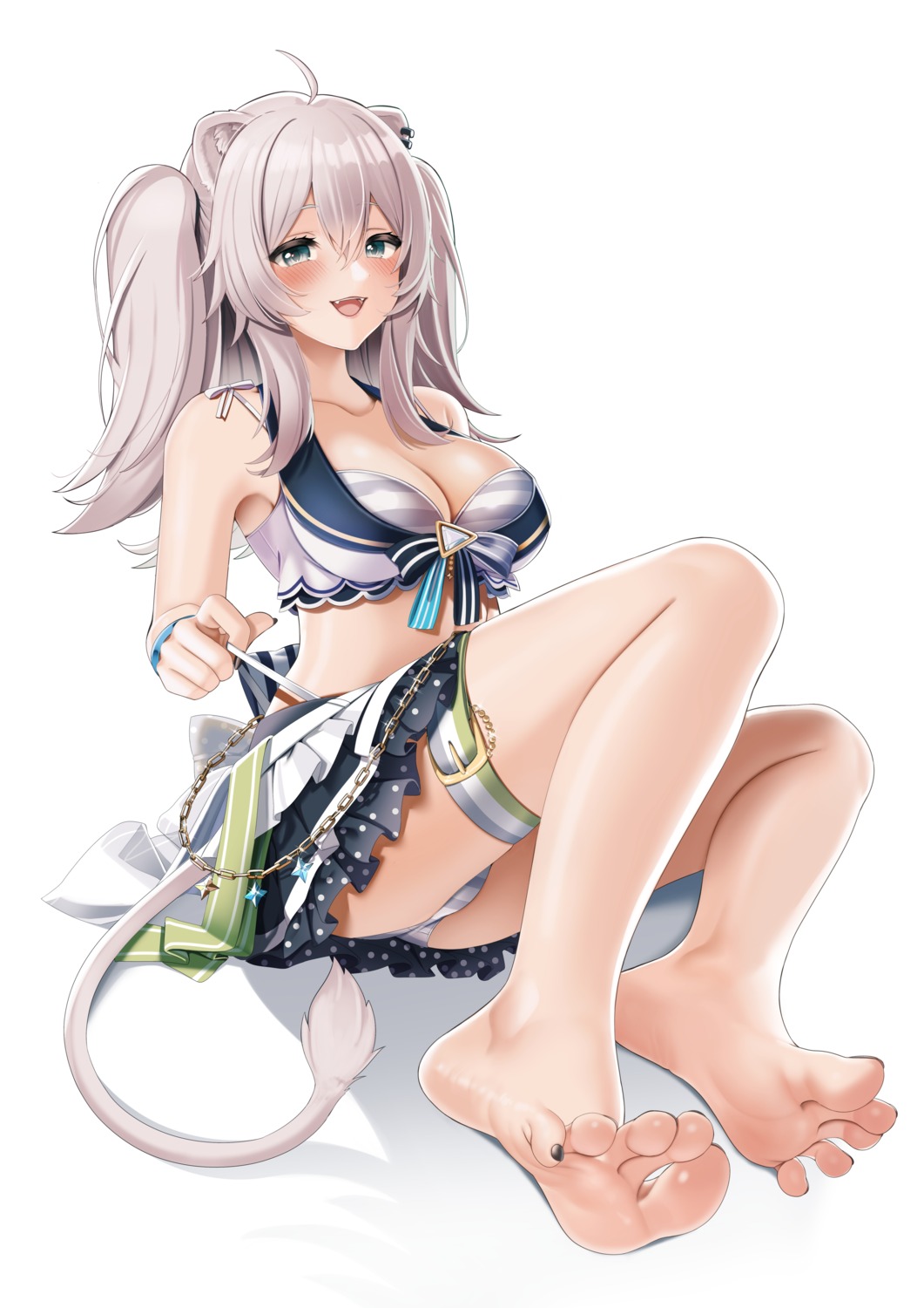 animal_ears bikini casino_(casinoep) feet garter hololive shishiro_botan skirt_lift swimsuits tail thong