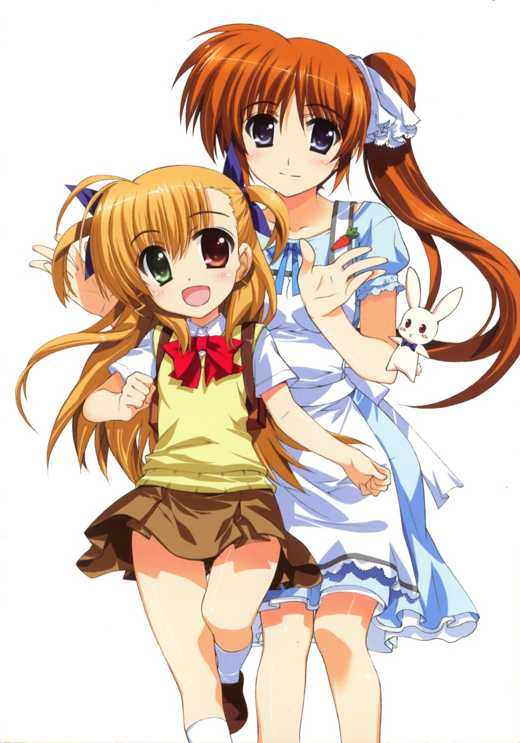 fujima_takuya heterochromia mahou_shoujo_lyrical_nanoha mahou_shoujo_lyrical_nanoha_vivid seifuku takamachi_nanoha vivio