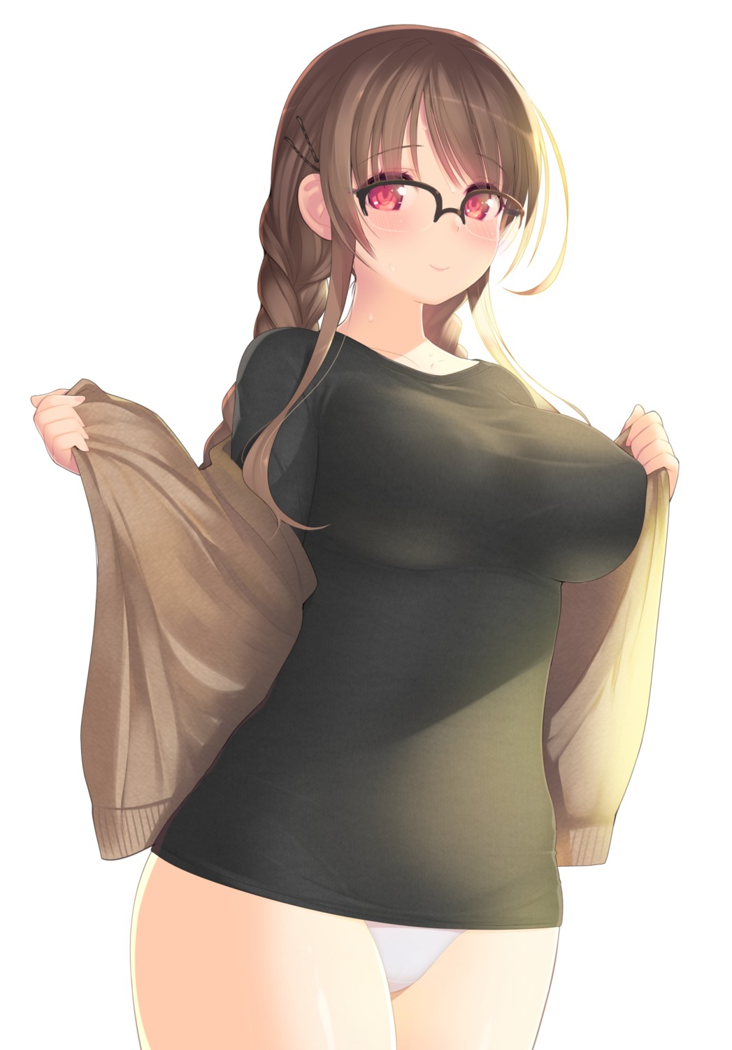 arima_senne kashiwamochi_yomogi megane pantsu sweater undressing