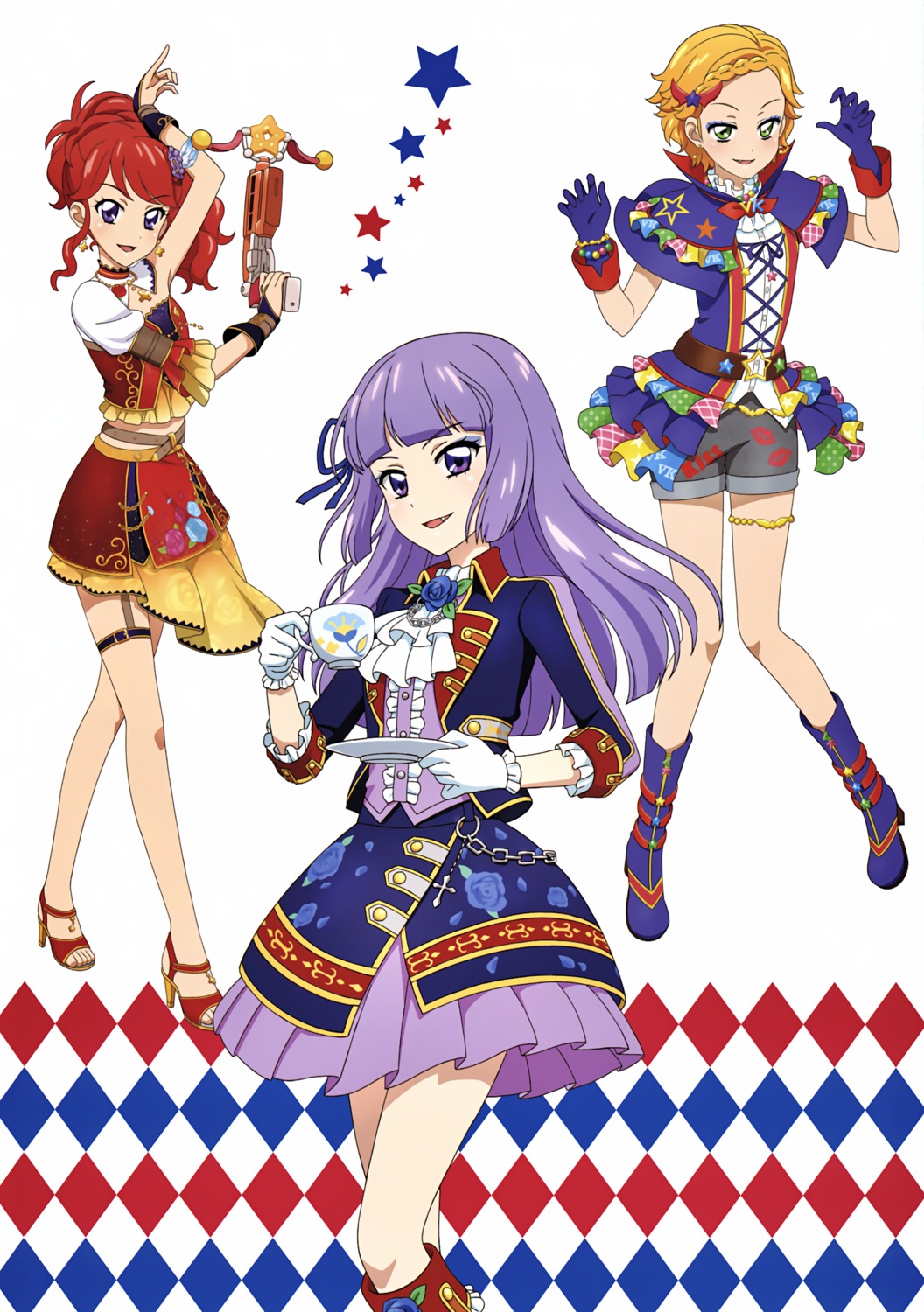 aikatsu! garter heels hikami_sumire kurebayashi_juri shinjou_hinaki tagme weapon