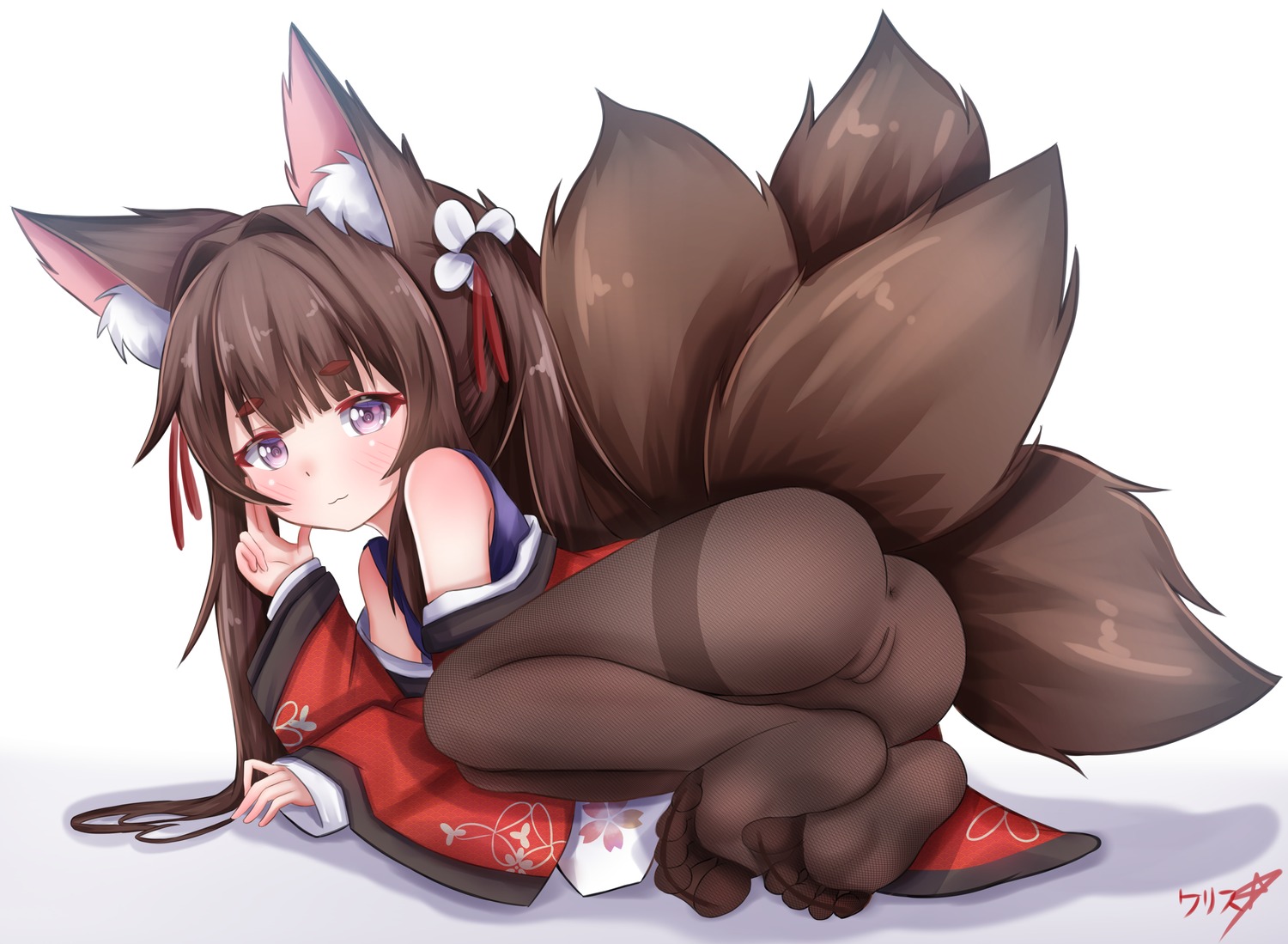 amagi-chan_(azur_lane) amagi_(azur_lane) animal_ears anus ass azur_lane boppin_drawing feet japanese_clothes kitsune loli nopan pantyhose pussy skirt_lift tail uncensored