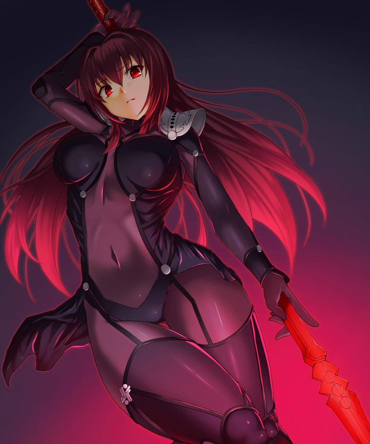 bodysuit emanon_123 fate/grand_order fate/stay_night scathach_(fate/grand_order) weapon