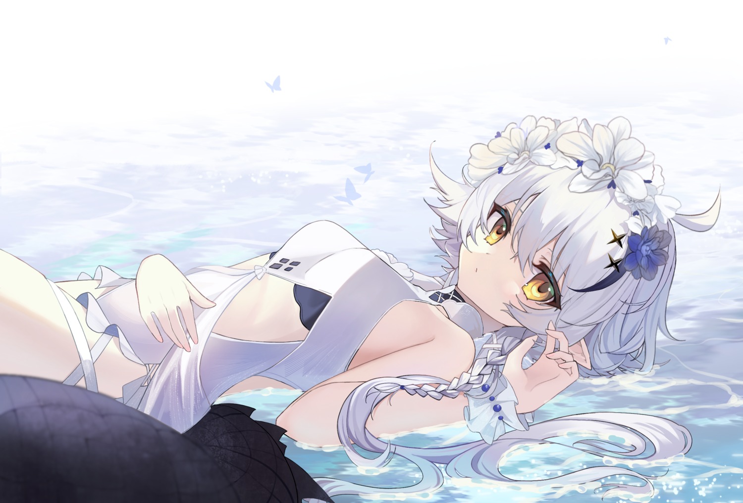 arknights pointy_ears swimsuits tail tomimi_(arknights) uuuu_(xinguwu) wet