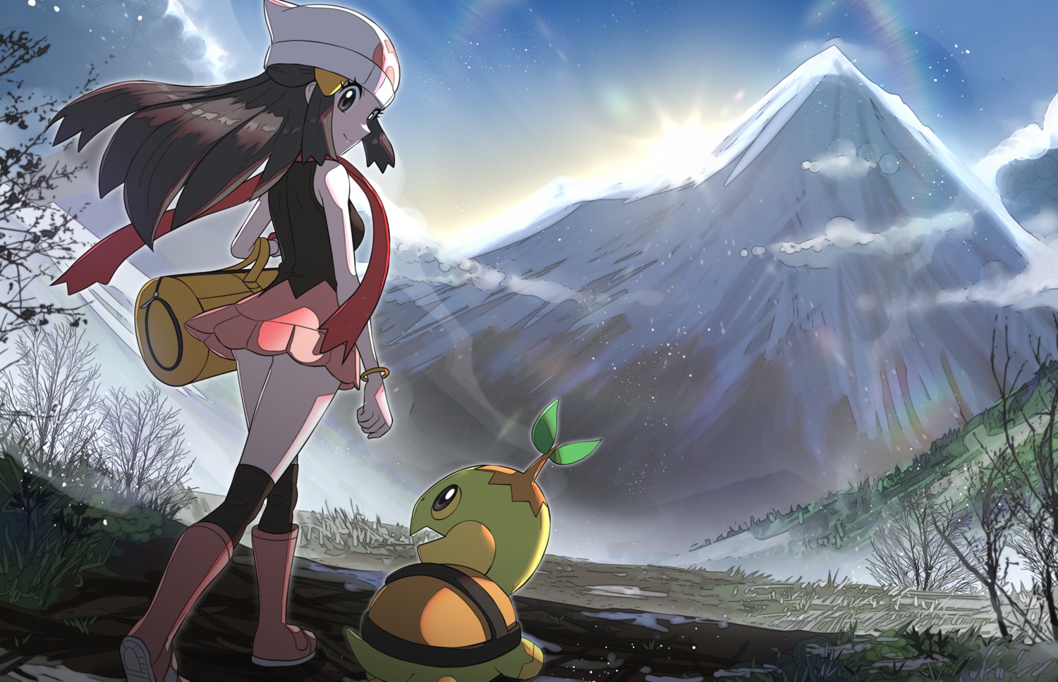 gonzarez hikari_(pokemon) landscape pokemon pokemon_bdsp pokemon_dppt turtwig