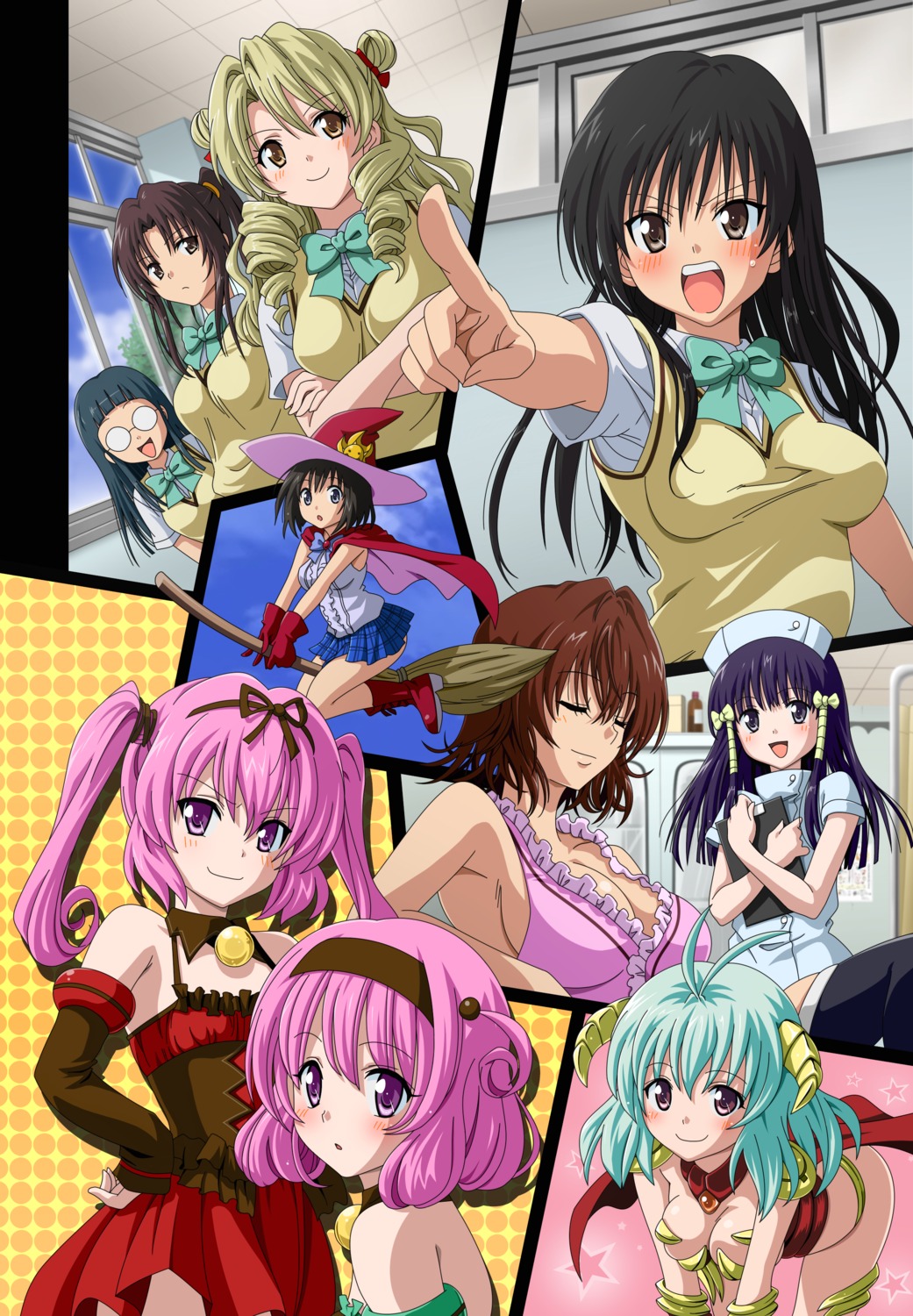 cleavage fujisaki_aya kirisaki_kyouko kotegawa_yui kujou_rin mikado_ryouko momo_velia_deviluke murasame_oshizu nana_asta_deviluke run_elsie_jewelria seifuku tenjouin_saki to_love_ru toshi5765 vector_trace