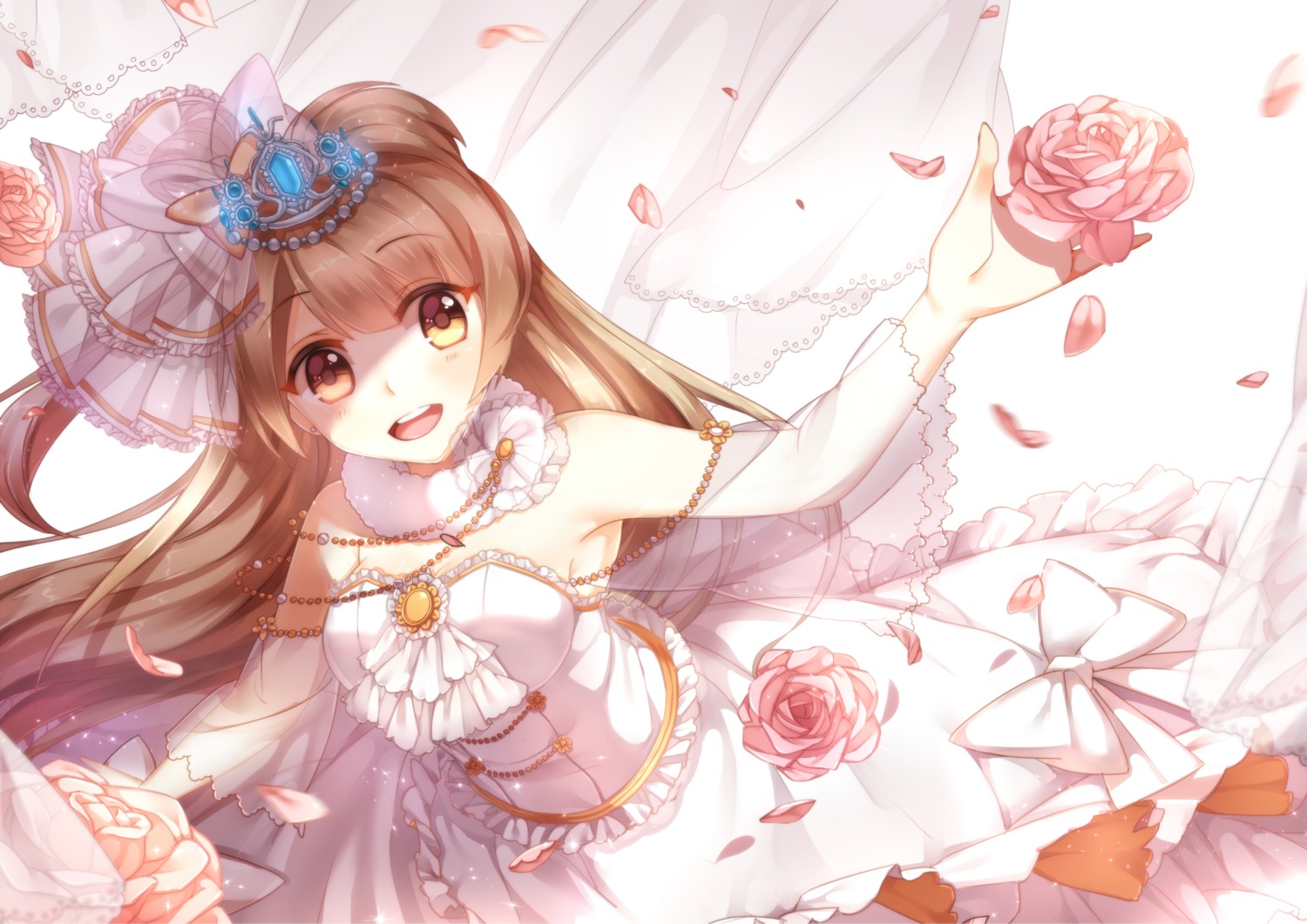 cleavage dress kan_(rainconan) love_live! minami_kotori see_through wedding_dress