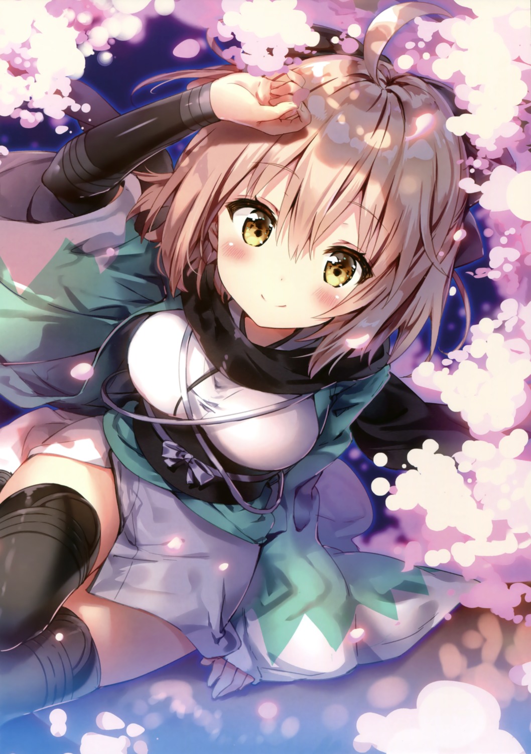 eterna fate/grand_order japanese_clothes okita_souji_(fate) riichu thighhighs