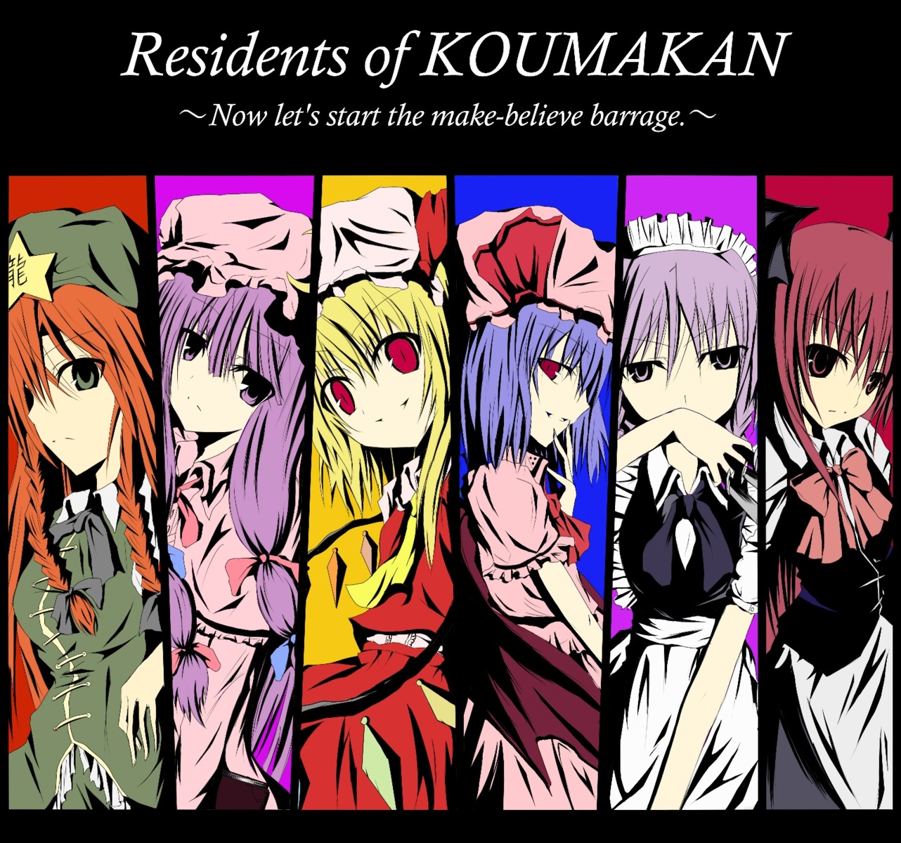 flandre_scarlet hitsujisan hong_meiling izayoi_sakuya koakuma patchouli_knowledge remilia_scarlet touhou wings