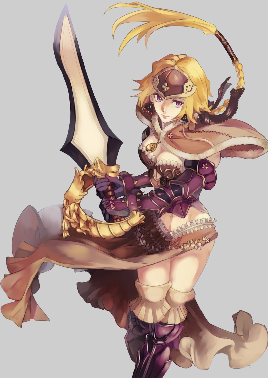 armor cleavage skirt_lift sword tagme terra_battle thighhighs