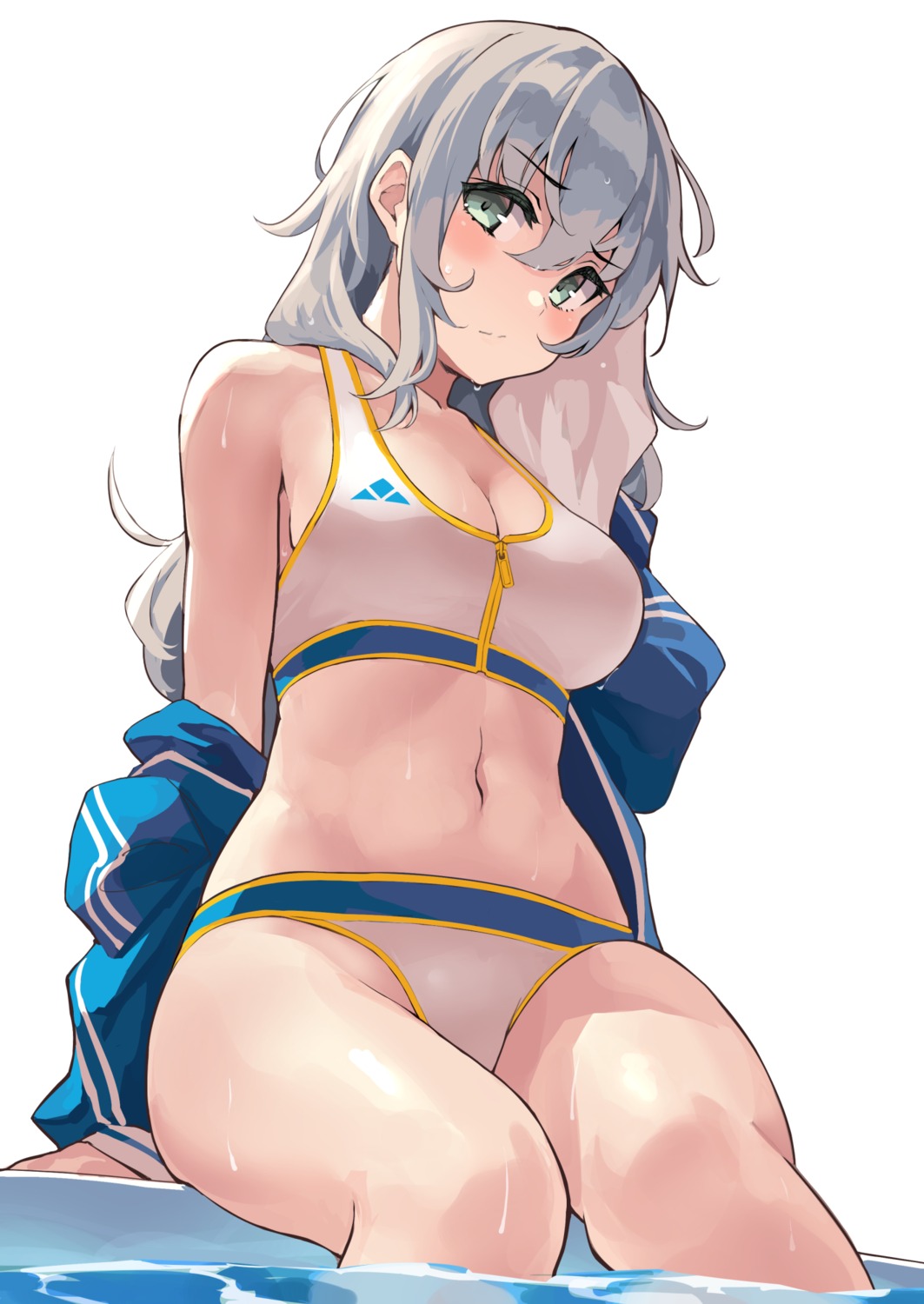 bikini cleavage gym_uniform kekemotsu swimsuits wet