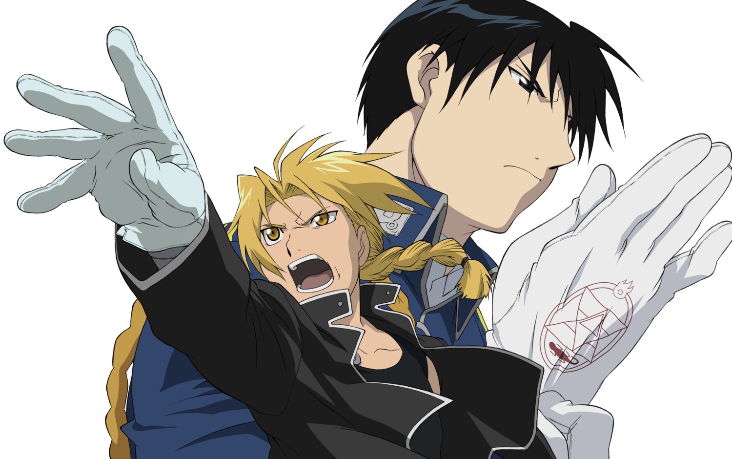 edward_elric fullmetal_alchemist male roy_mustang