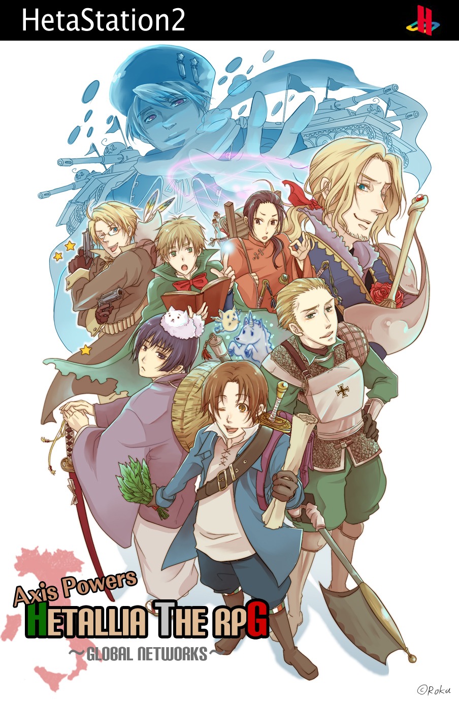 america china france germany hetalia_axis_powers japan male north_italy parody roku_(pixiv544115) russia united_kingdom