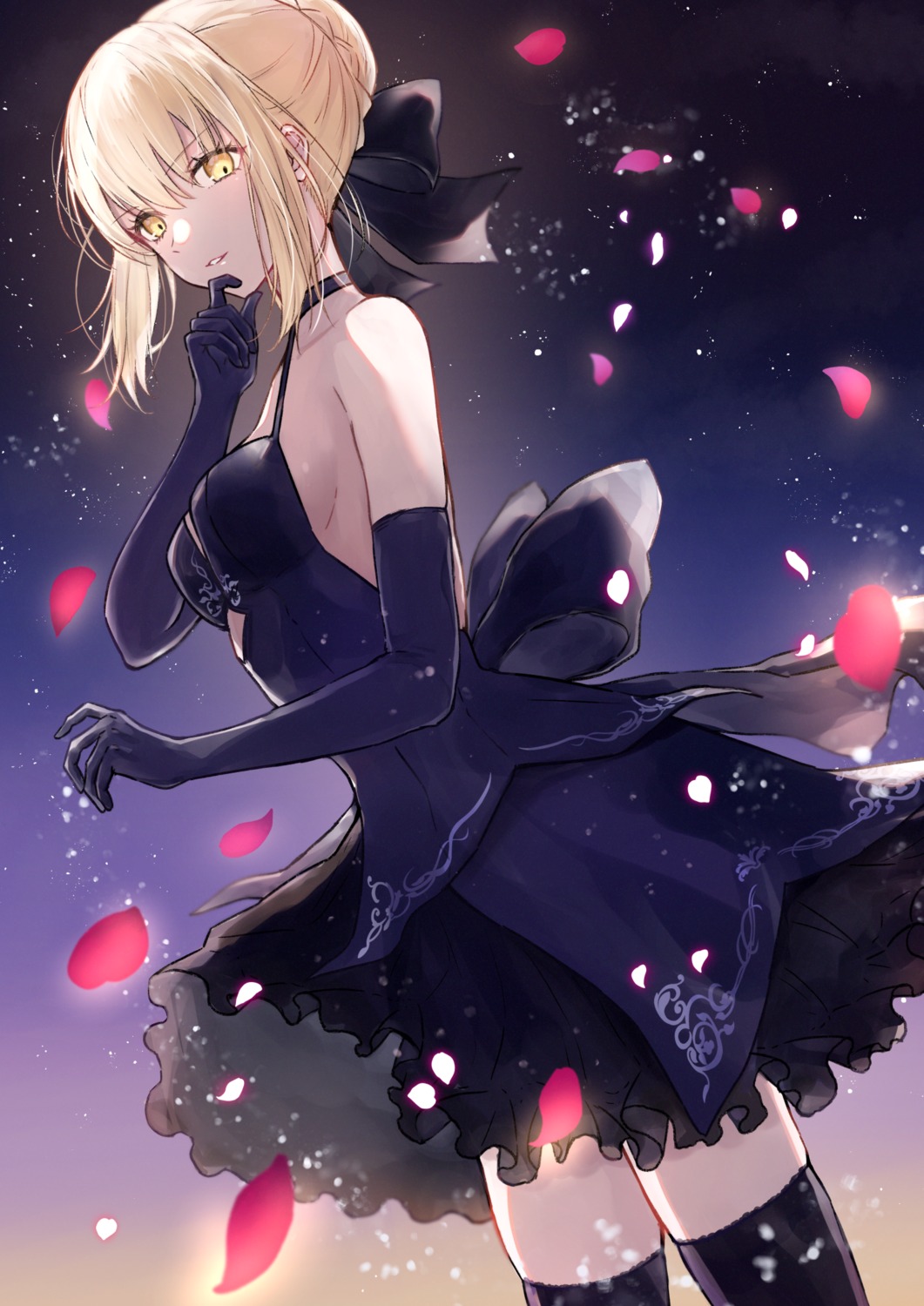 dress fate/grand_order meltymaple no_bra saber saber_alter thighhighs