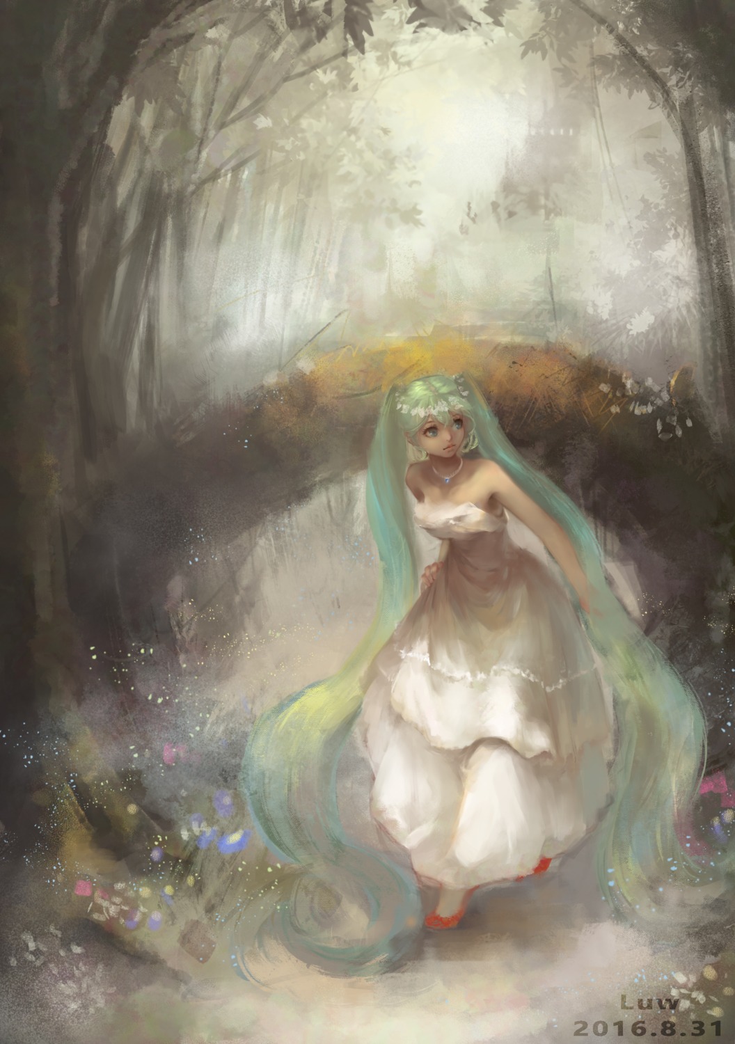 dress hatsune_miku luw vocaloid wedding_dress