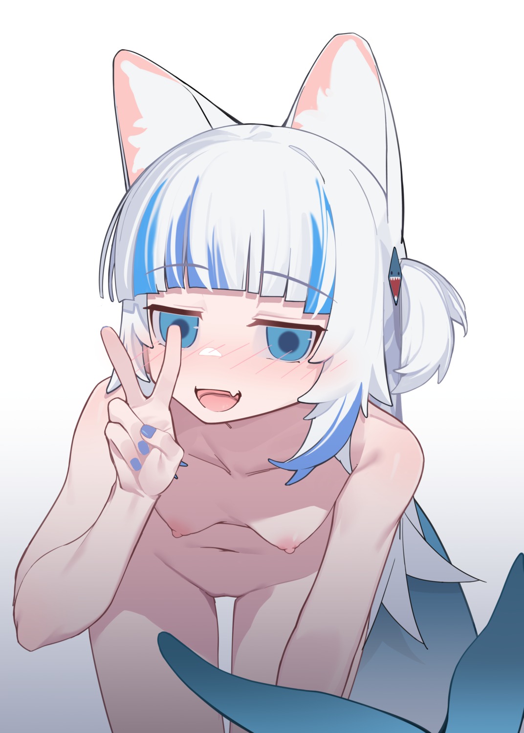 ahedtra animal_ears gawr_gura hololive hololive_english loli naked nekomimi nipples pussy tail uncensored