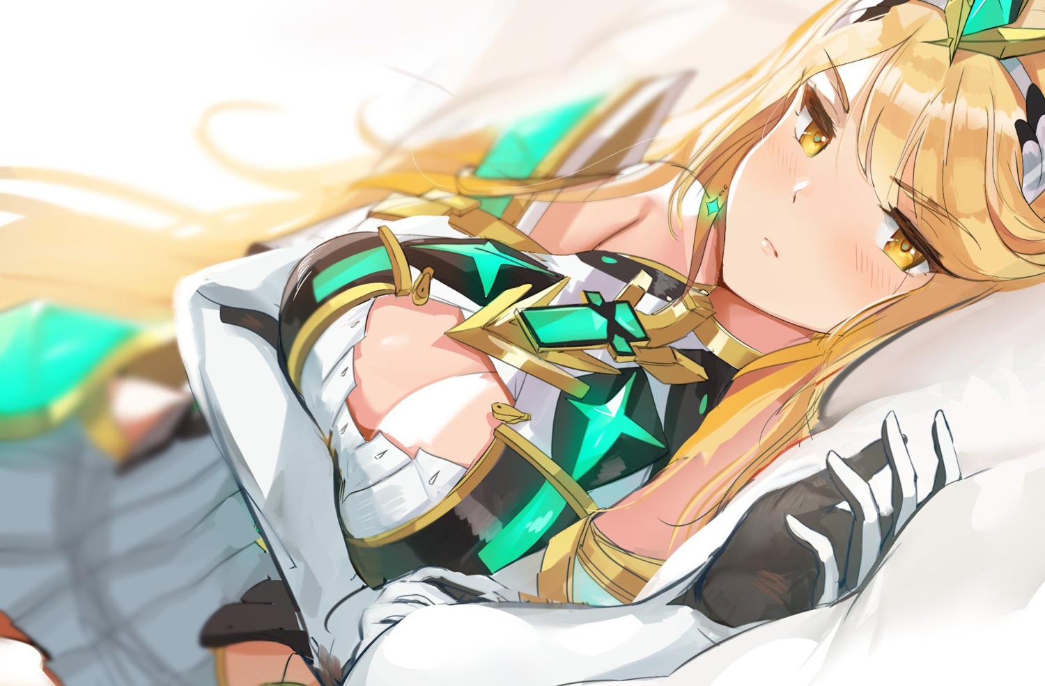 breast_hold cleavage dress hikari_(xenoblade_2) ormille xenoblade xenoblade_chronicles_2