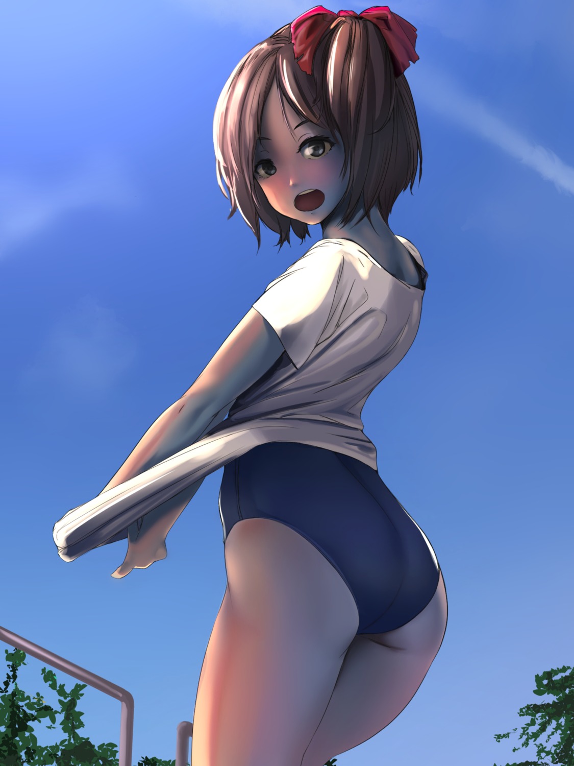 ass school_swimsuit shirt_lift swimsuits undressing yubata