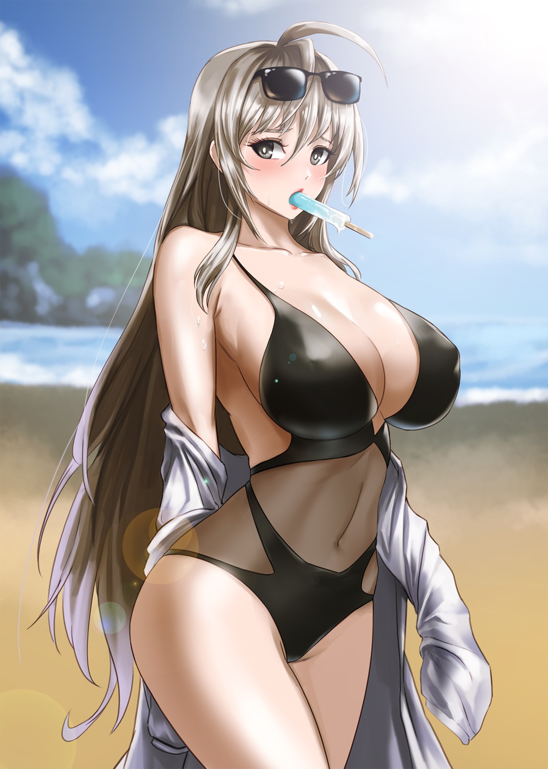 cleavage erect_nipples kibellin megane see_through swimsuits