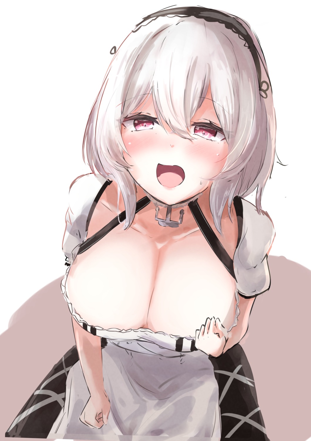 azur_lane maid no_bra open_shirt plain_64 sirius_(azur_lane) sketch undressing