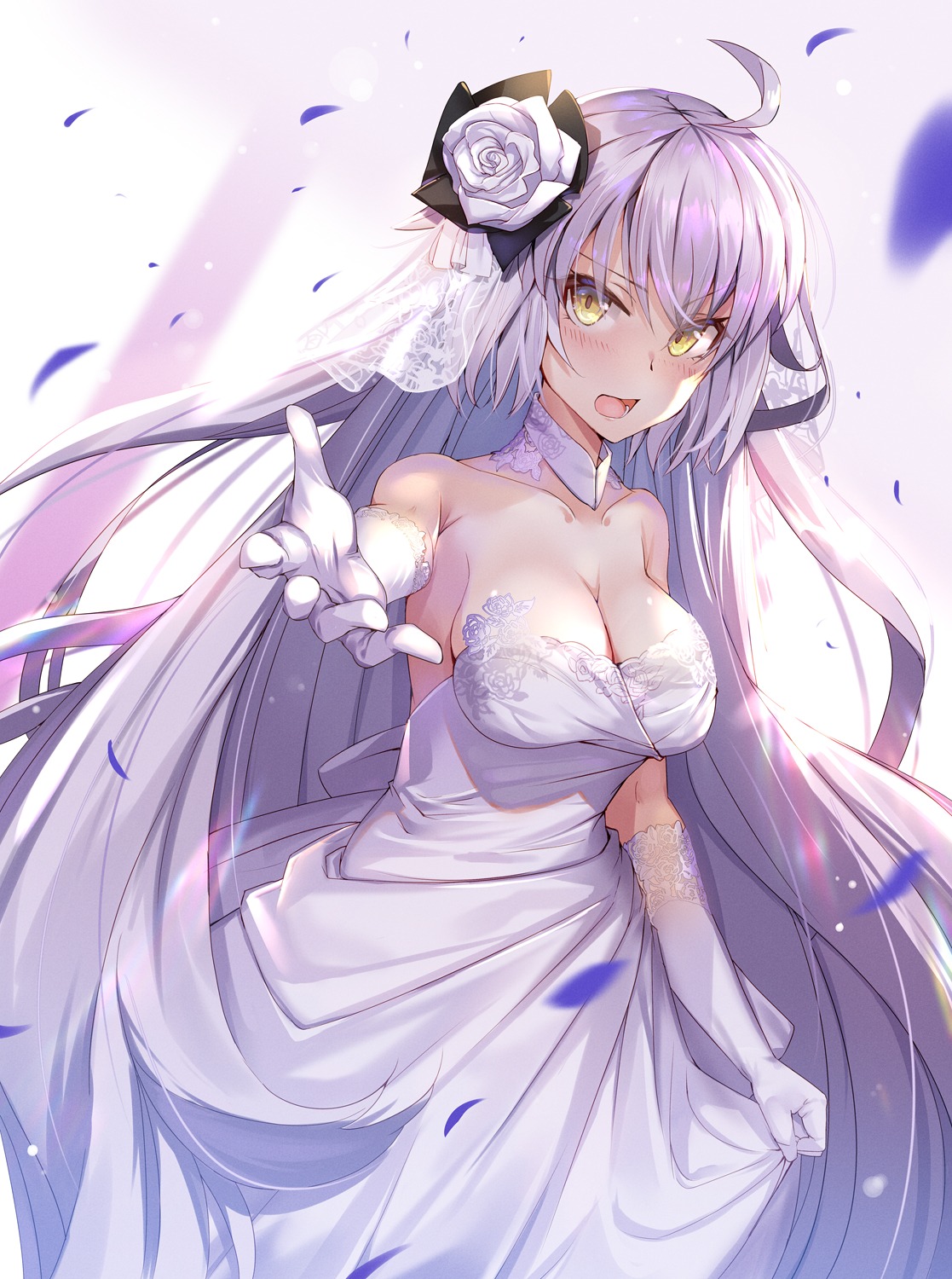 dress fate/grand_order jeanne_d'arc jeanne_d'arc_(alter)_(fate) no_bra renka_(renkas) wedding_dress