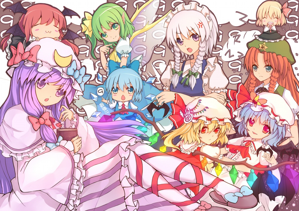 cirno daiyousei eva200499 flandre_scarlet hong_meiling izayoi_sakuya koakuma patchouli_knowledge remilia_scarlet rumia touhou