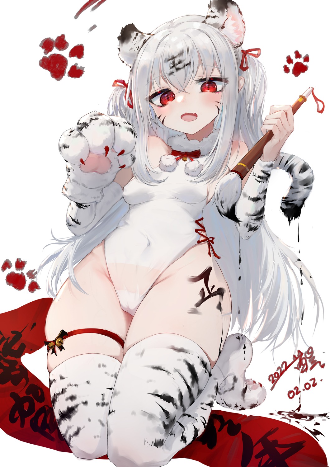 animal_ears artist_revision cameltoe erect_nipples garter leotard tail thighhighs xing