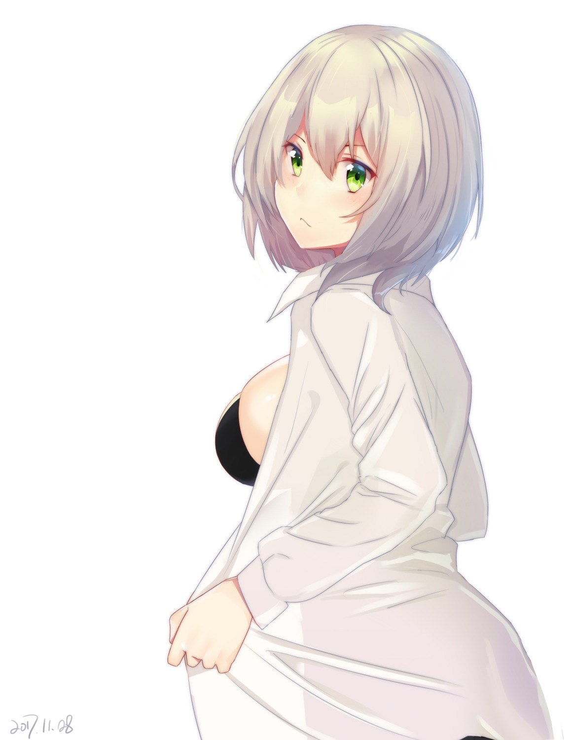 asura bra dress_shirt open_shirt see_through