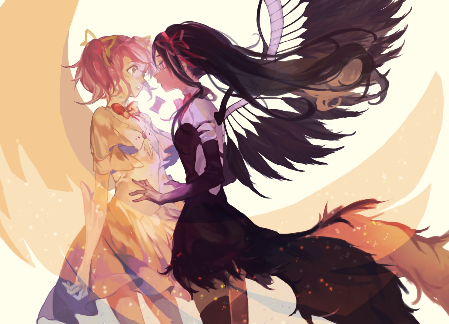 akemi_homura fe_(sakura) kaname_madoka mahou_shoujo_madoka_magica thighhighs ultimate_madoka wings