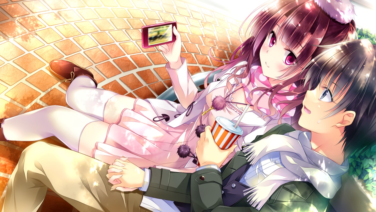 dress ensemble_(company) game_cg golden_marriage hayakawa_harui ichijouji_touko open_shirt tachibana_nagisa thighhighs