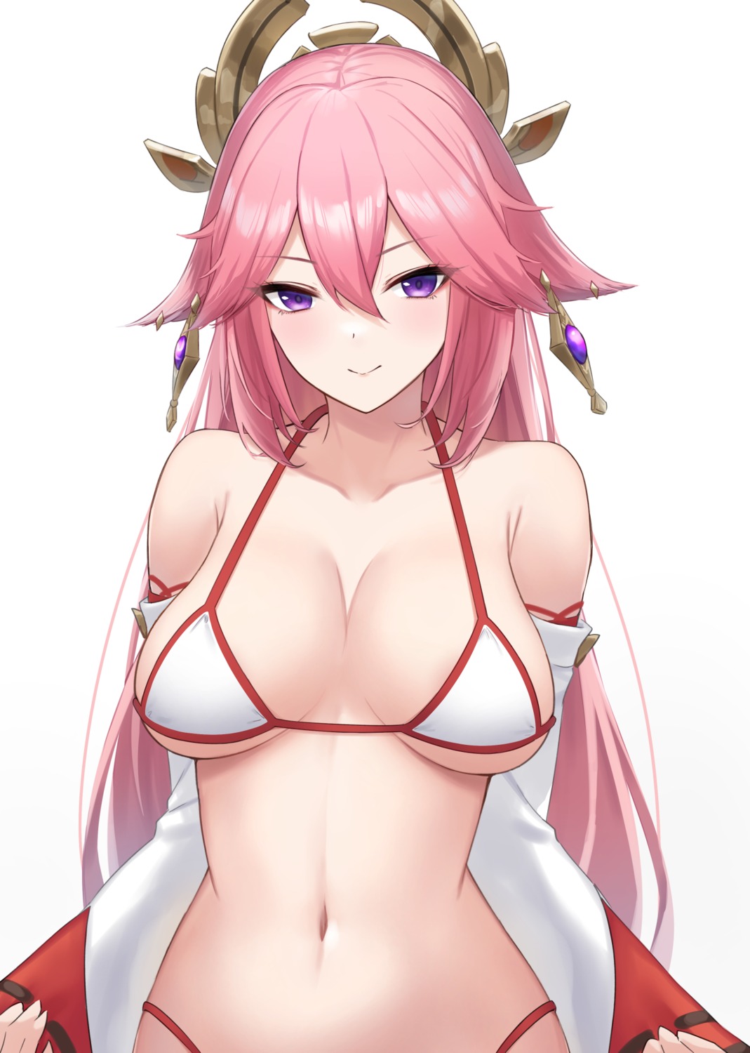 animal_ears bikini genshin_impact gohei_(aoi_yuugure) kitsune swimsuits yae_miko