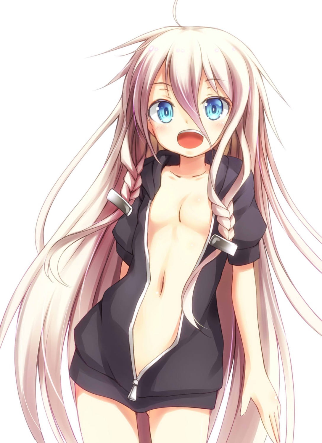 bottomless ia_(vocaloid) loli no_bra open_shirt sake_ibuki_suika vocaloid