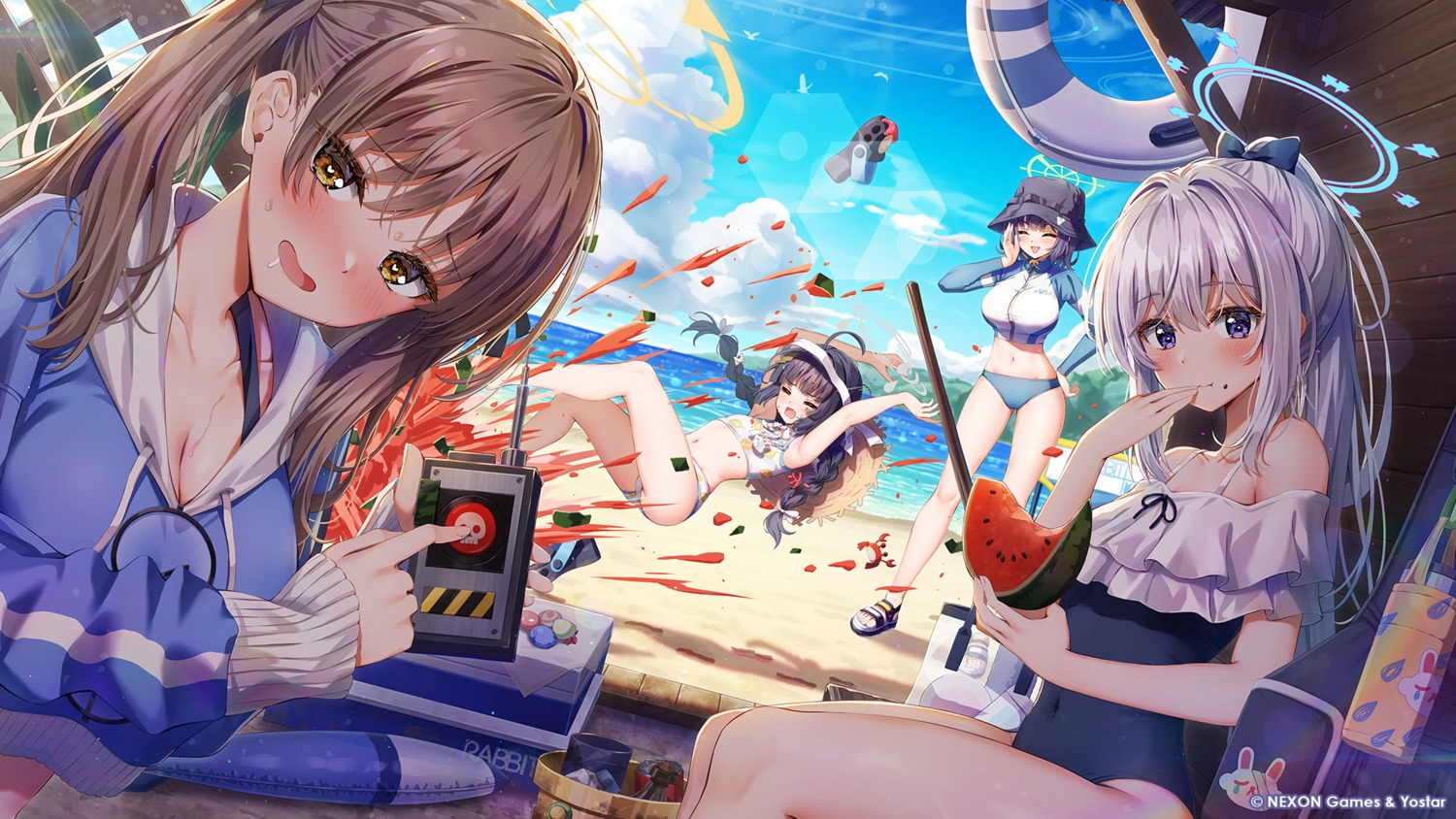 bikini blue_archive cleavage gym_uniform halo kasumizawa_miyu kazekura_moe kuria_(clear_trip_second) sorai_saki swimsuits tsukiyuki_miyako wallpaper