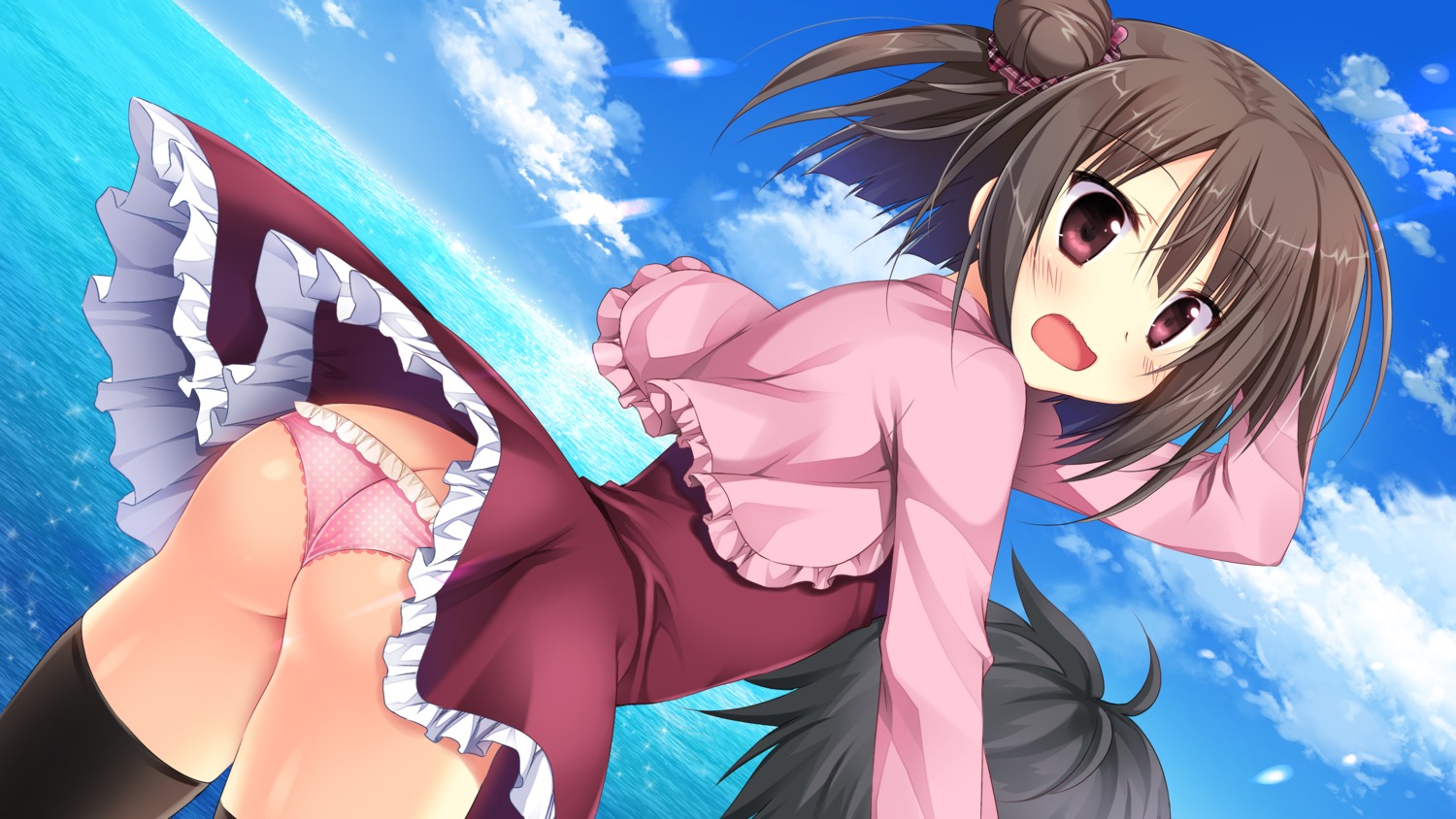 ass cabbage_soft dress game_cg hoshikoi_twinkle korie_riko narusegawa_nagi pantsu thighhighs