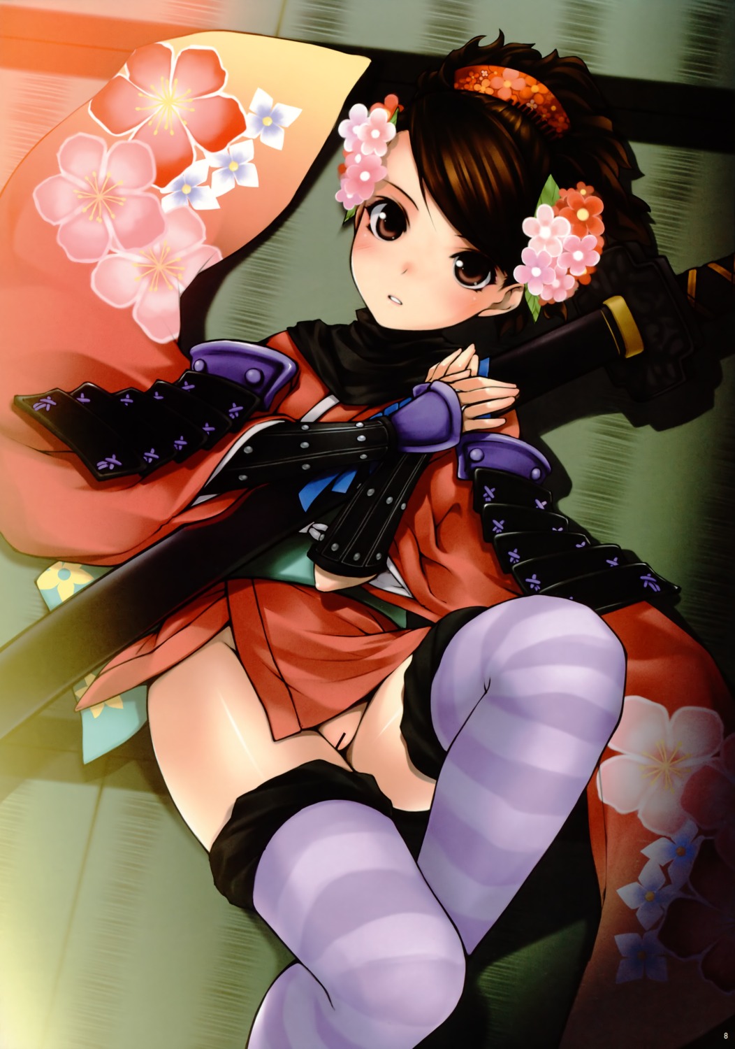 censored momohime_(muramasa) noantica nopan oboro_muramasa ooji thighhighs